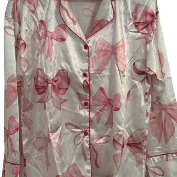 Elegant Pink Bow Pajama Set - Picture 5 of 6